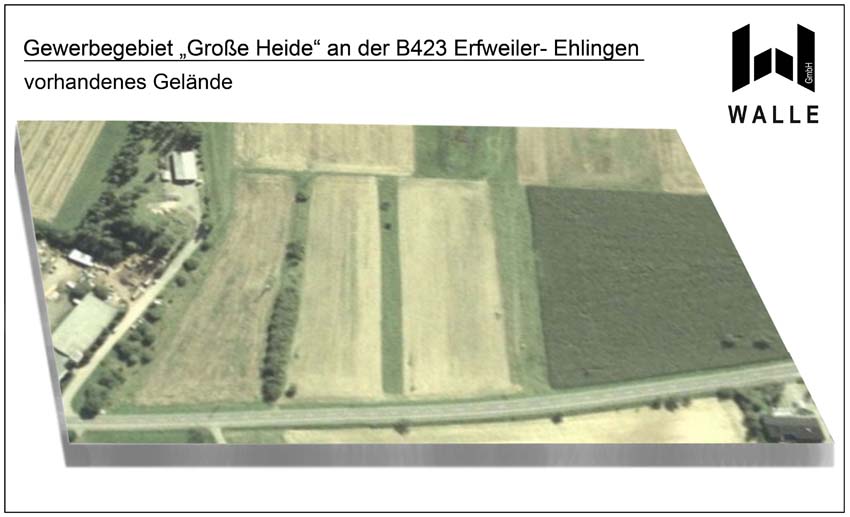 Erschliessung Gewerbegebiet Grosse Heide in Mandelbachtal Wasserversorgung, Abwasserentsorgung und Strasse - vorhandenes Gelaende