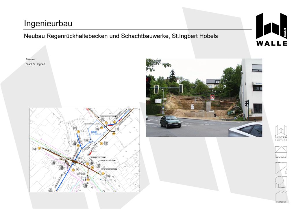 Neubau Regenrückhaltebecken und Schachtbauwerk, Neubaugebiet Hobels, St.Ingbert.