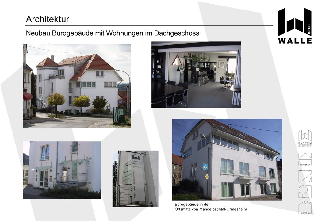 Neubau eines Bürogebäudes mit Wohnungen im Dachgeschoss, Mandelbachtal Ormesheim.
