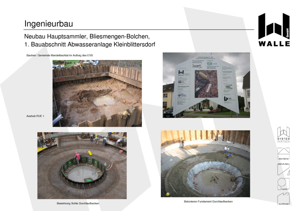 Neubau Hauptsammler, Staukanal, Regenwasserbehandlung in Bliesmengen-Bolchen, 1. Bauabschnitt