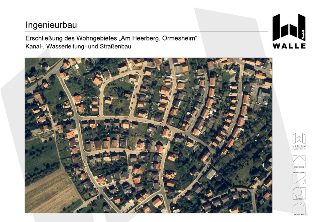 Erschließung des Wohngebietes Am Heerberg, Mandelbachtal Ormesheim.  Kanal-, Wasserleitungs- und Straßenbau